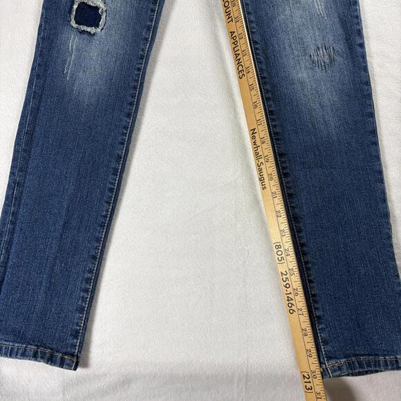 Zanadi Womens Denim Overalls Medium Distressed Stretch Y2K Retro Streetwear Cute - Picture 2 of 10